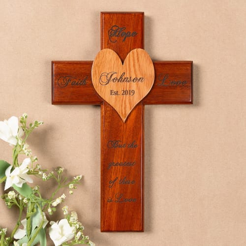 Personalized Faith Hope and Love Marriage Cross