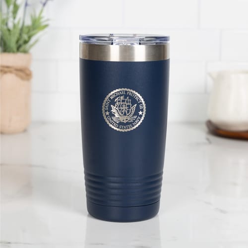 Personalized Saint Michael Navy Insulated 20oz Tumbler