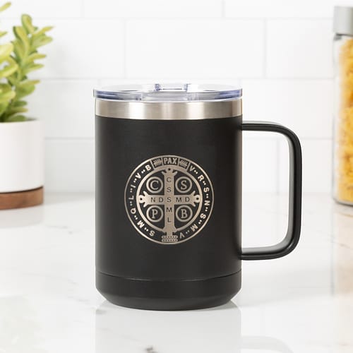 St. Benedict Black Personalized Insulated Mug