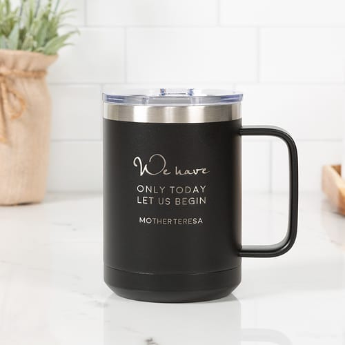 Let Us Begin Black Personalized Insulated Mug