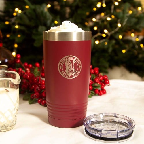 Personalized &quot;Drinking with Saint Nick&quot; Maroon 20oz Tumbler