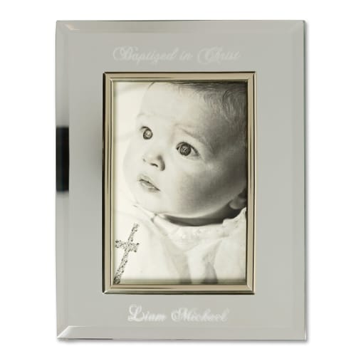 Personalized Baptism Mirror Glass Frame 4x6