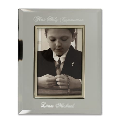 Personalized First Holy Communion Mirror Glass Frame 4x6