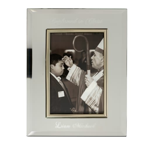 Personalized Confirmation Mirror Glass Frame 4x6
