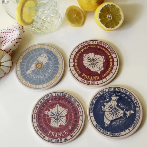 Passport Stamp Sandstone Coasters