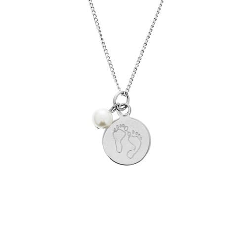 Personalized Baby Feet Pearl & Charm Necklace