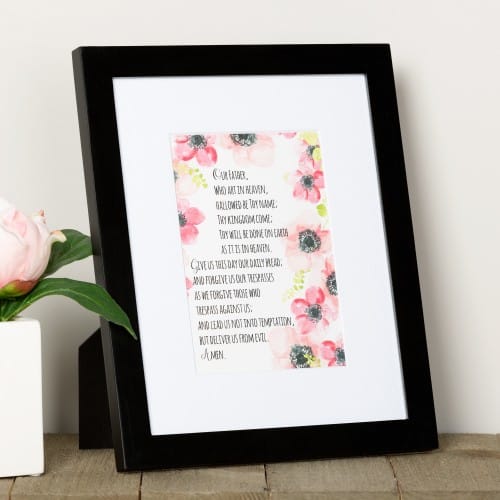 Our Father Prayer Watercolor Framed Print