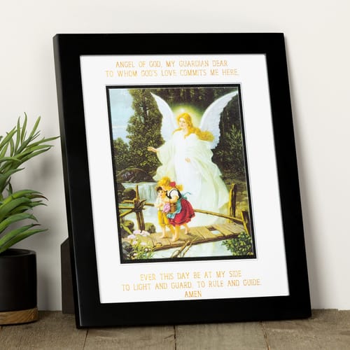 Guardian Angel Prayer and Image Framed Print