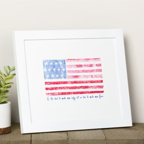 Battle Hymn Watercolor Flag Framed Print