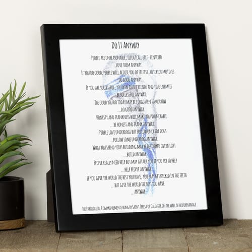 Saint Teresa of Calcutta &quot;Do It Anyway&quot; Prayer Framed Print