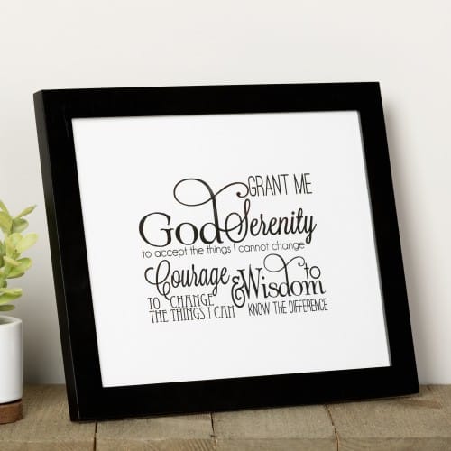 Scripted Serenity Prayer Framed Print