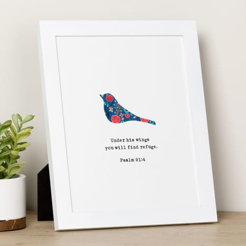 God Notes Floral Bird Print