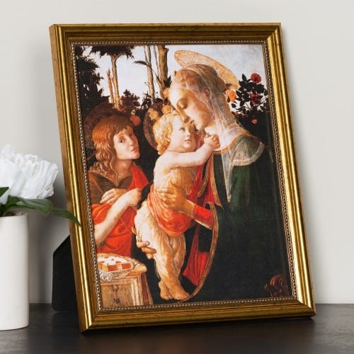 Botticelli Madonna &amp; Child with St. John the Baptist Gold Framed Print