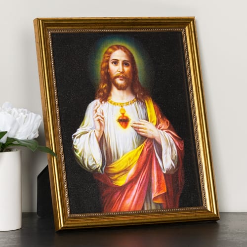 Zabateri Sacred Heart of Jesus Gold Framed Print