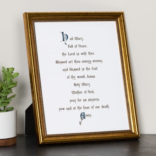 Calligraphy Hail Mary Framed Print