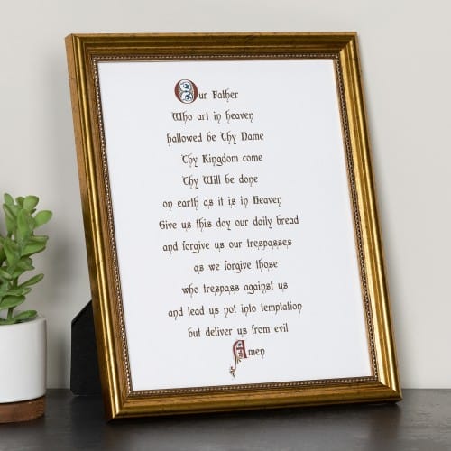 Calligraphy Our Father Framed Print