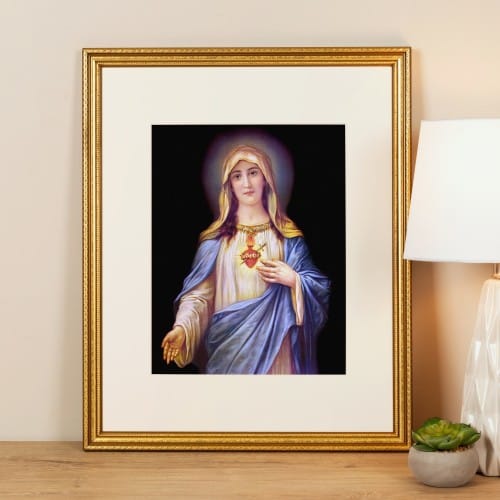 Large Immaculate Heart of Mary Gold Framed Print