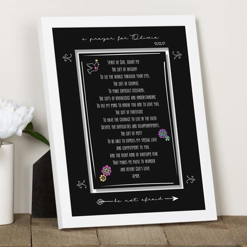 Personalized Boho Floral Confirmation Framed Prayer