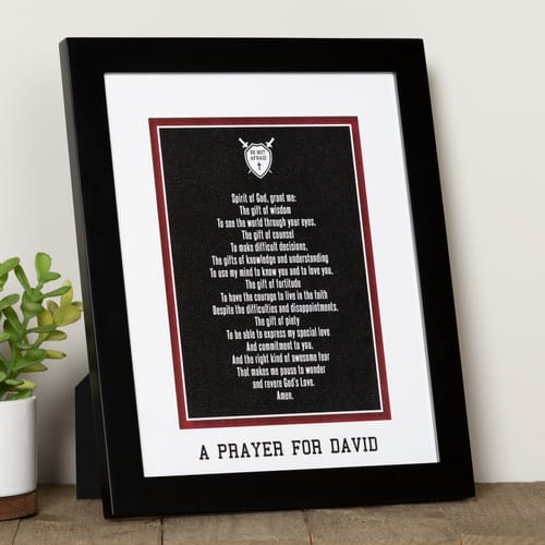 Personalized Framed Varsity Confirmation Prayer