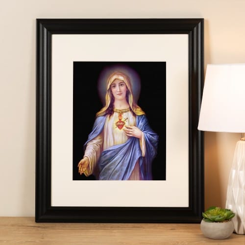 Large Immaculate Heart of Mary Gold Framed Print