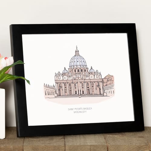 St. Peter's Basilica Ink & Watercolor Framed Prints