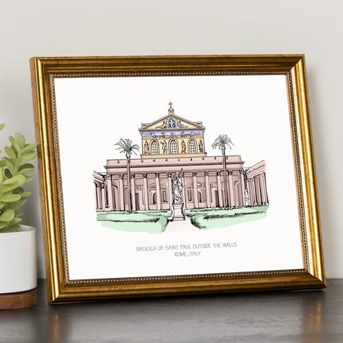 St. Paul Outside the Walls Ink & Watercolor Framed Print