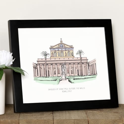 St. Paul Outside the Walls Ink & Watercolor Framed Print