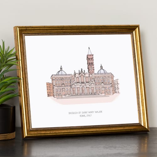 St. Mary Major Basilica Ink & Watercolor Framed Prints