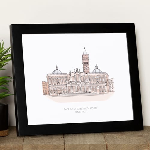 St. Mary Major Basilica Ink & Watercolor Framed Prints