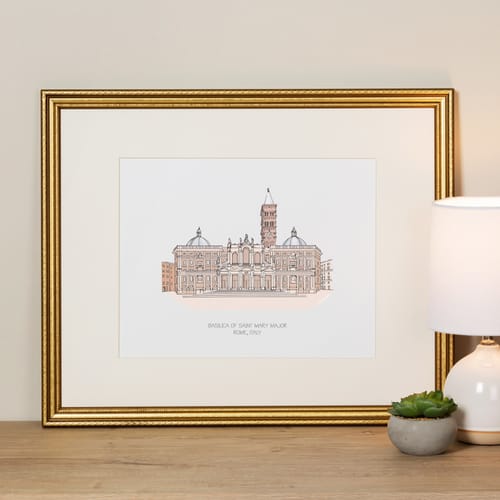 St. Mary Major Basilica Ink & Watercolor Large Framed Prints