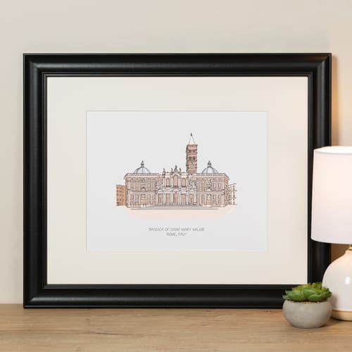 St. Mary Major Basilica Ink & Watercolor Large Framed Prints