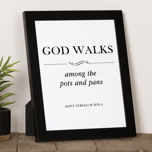 God Walks Among The Pots &amp; Pans Framed Print