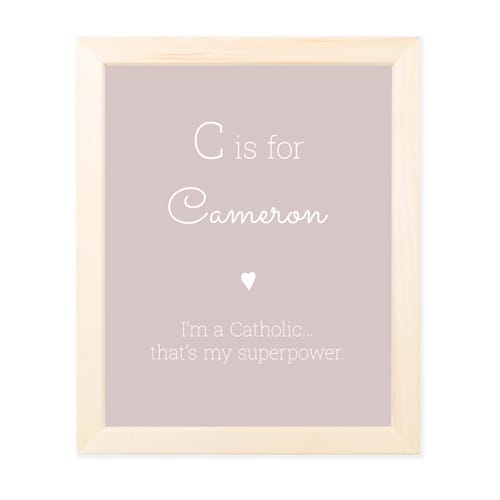 Personalized Catholic Superpower Framed Nursery Print