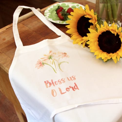 Watercolor Bless Us O Lord Floral Apron