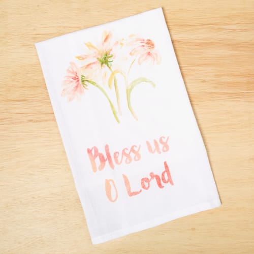 Watercolor Bless Us O Lord Dish Towel