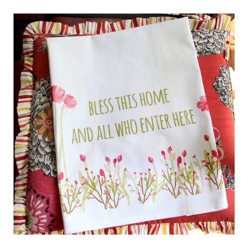 Bless This Home Watercolor Dish Towel