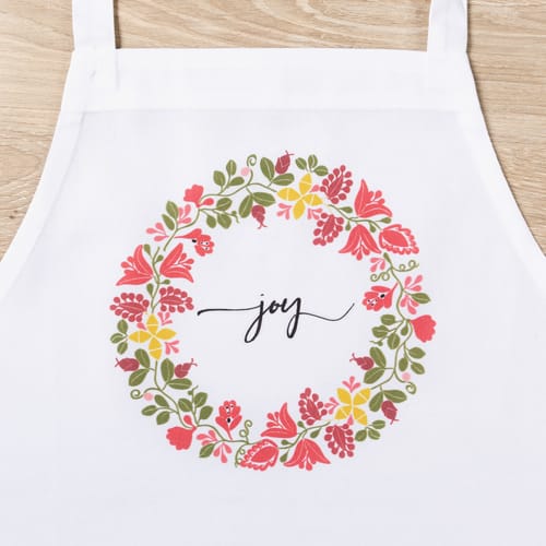 Joy Christmas Wreath Apron