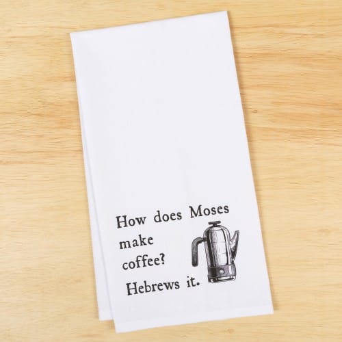 Moses Makes Coffee Dish Towel