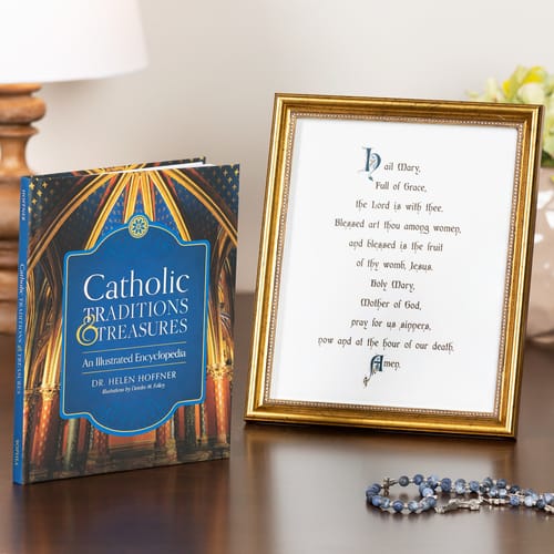 Catholic Traditions & Treasures and Calligraphy Hail Mary Print Set