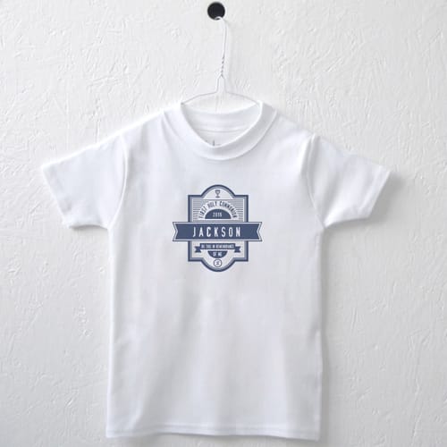 Personalized First Communion Tee - White with Blue