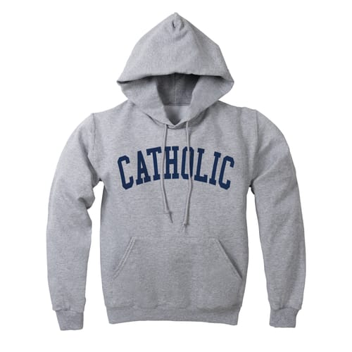 Collegiate Catholic Grey Hooded Sweatshirt