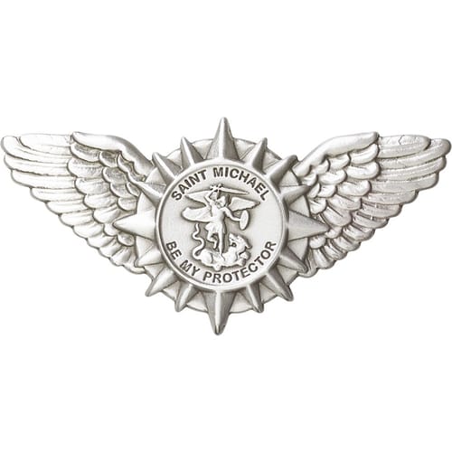 Antique Silver St. Michael / Wings Visor Clip | The Catholic Company