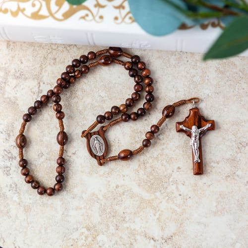 Brown Wood Cord Rosary | The Catholic Company