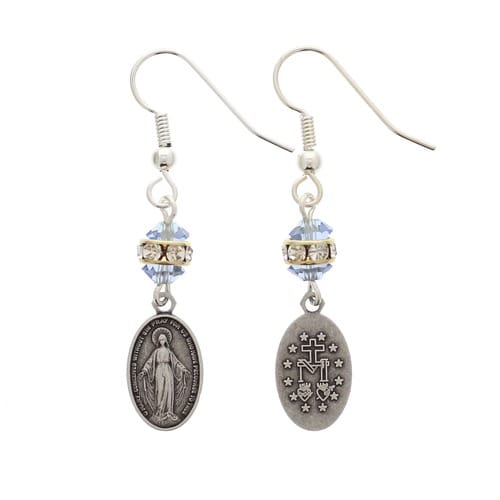 Crystal Miraculous Medal Earrings The Catholic Company Crystal Miraculous Medal Earrings