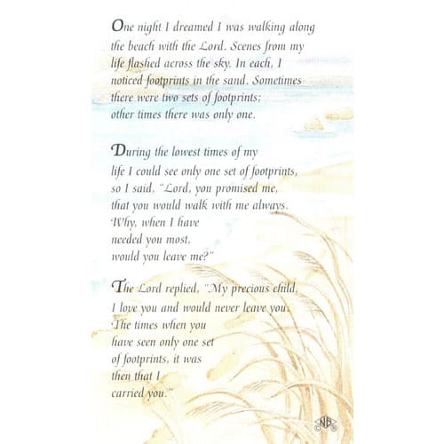 Footprints Personalized Prayer Card (Priced Per Card) | The Catholic ...