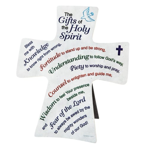 Gifts of the Holy Spirit Cross Plaque - 6 inch | The Catholic Company