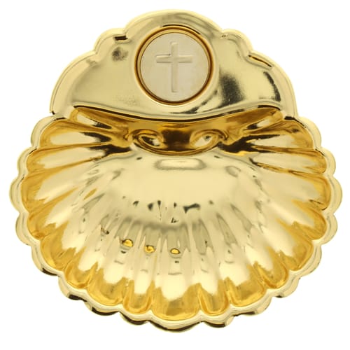 Gold Plated Baptismal Shell with Gold Cross The Catholic Company