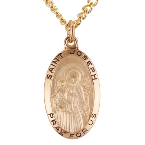 Gold/Sterling Silver St. Joseph Medal with 24 inch chain The Catholic
