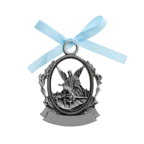 Guardian Angel Crib Medal Blue Ribbon The Catholic Company