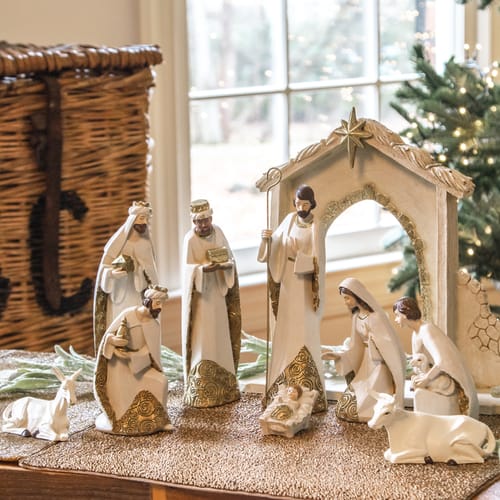 Ivory and Gold Nativity Set The Catholic Company
